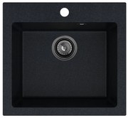 Sink Quality Ferrum 50, kuchynský granitový drez 490x450x195 mm + čierny sifón, brocade, SKQ-FER.B.1K50.XB