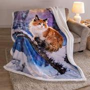 Baránková deka SNOW CAT 140 x 200 cm