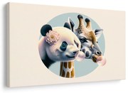 Obraz panda a žirafa s bublinou zo žuvačky