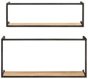 Súprava 2 borovicových políc s čiernou kovovou konštrukciou Wenko Pieces, dĺžka 55 cm
