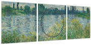 Obraz - Claude Monet, Banks of the Seine, reprodukcia (s hodinami) (90x30 cm)