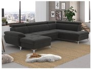 Rozkladacia rohová sedačka do U CATANIA pravá s úložným priestorom grafit