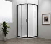 Polysan Polysan, EASY BLACK štvrťkruhová sprchová zástena 800x800mm, L/R, číre sklo, EL2515B