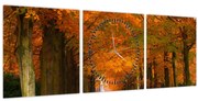 Obraz - Jeseň Alej stromov (s hodinami) (90x30 cm)
