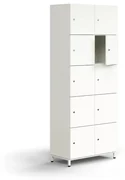 Priehradková skrinka QBUS, 10 priehradiek, na nožičkách, 2020x800x420 mm, biela
