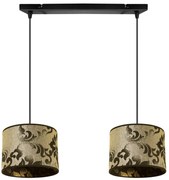 Závesné svietidlo Werona 1, 2x čierne/zlaté textilné tienidlo so vzorom