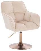 LuxuryForm DESIGN Kreslo AMALFI VELUR na zlatom tanieri - krémové