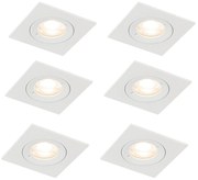 Sada 6 vstavaných bodových svetiel bielych štvorcových GU10 50 mm IP44 - Xena