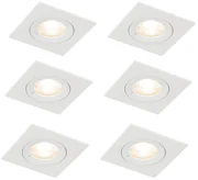 Sada 6 vstavaných bodových svetiel bielych štvorcových GU10 50 mm IP44 - Xena