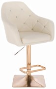 LuxuryForm DESIGN Barová stolička ROMA na zlatej hranatej podstave - krémová