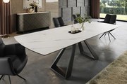 Rozkladací keramický jedálenský stôl Lazio 180-230cm mramorová biela