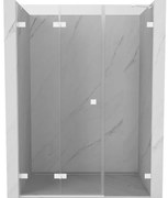 Mexen Lunar-F, skladacie ľavé sprchové dvere 120 cm, 8mm číre sklo, biely profil, 836S-120-050-20-00-L