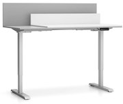 PLAN Kancelársky stôl SINGLE LAYERS, posuvná vrchná doska, s prepážkami, nastaviteľné nohy, biela/sivá