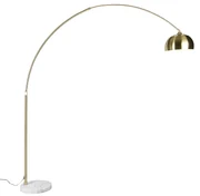 Oblúková stojaca lampa mosadz s bielym mramorovým podstavcom nastaviteľná - XXL