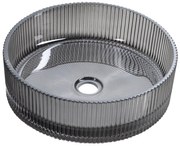 Sapho Sapho, ANHELO gravírované sklenené umývadlo na dosku priemer 39,5cm, čierna, TY317B