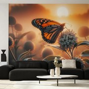 Fototapeta - Stena plná kvetov - modrá (147x102 cm)