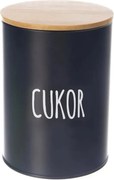 Orion Dóza na potraviny, plechová, čierna, s bambusovým vekom, 1,3l, Cukor SK