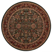 Koberec KASHQAI 4362 400 ornament, zelený / bordový kruh
