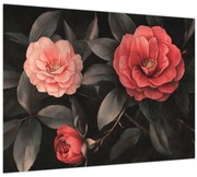 Obraz - Červené kvety na tmavom pozadí (70x50 cm)