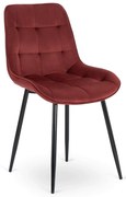 Zamatová jedálenská stolička CHRIS bordová/čierne nohy