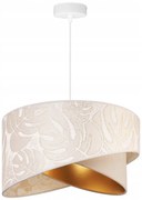 Závesné svietidlo Werona 7, 1x krémové/svetlobéžové textilné tienidlo so vzorom, w, g