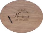 ČistéDrevo Drevená svadobná ceduľa na podpisy orech - listy