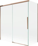 Mexen Rox, 2-krídlová posuvná vaňová zástena 150 + 70 x 150 cm, 8mm číre sklo, ružové zlato profil, 8C9-150-070-60-00