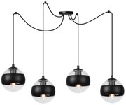 Závesne svietidlo Toledo Spider, 4x čierne/transparentné sklenené tienidlo, B