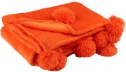 Plyšový pléd s brmbolcami v žiarivo oranžové PomPom - 130 * 170 * 1 cm