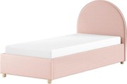 Ružová čalúnená jednolôžková posteľ s úložným priestorom s roštom 90x200 cm Moon – Vipack