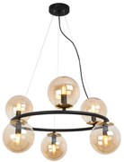 Závesné svietidlo Paris, 6x medové sklenené tienidlo, B/G, O