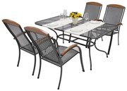DEOKORK Záhradná kovová zostava PROVENCE I. 1+4 Stôl obdĺžnikový 160x95 cm (CT0311)