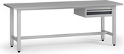 Výškovo nastaviteľný dielenský stôl G5, 2100 x 750 x 800-1000 mm, 1x kontajner, 1 zásuvka, grafit