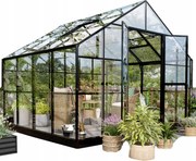 Záhradný skleník z polykarbonátu Solid Pc, veľký 354 x 278 cm, čierny