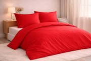 Luxusné posteľné obliečky 140x200 Červená – bavlnený satén 100 % bavlna, zips