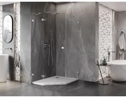 Mexen Lunar, päťuholníkový sprchový kút naklápací doľava 80 x 90 cm, 8mm číre sklo, chrómový profil, 831-080L-090P-01-00-L