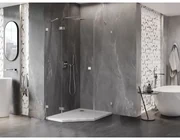 Mexen Lunar, päťuholníkový sprchový kút naklápací doľava 80 x 90 cm, 8mm číre sklo, chrómový profil, 831-080L-090P-01-00-L