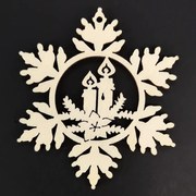 AMADEA Drevená ozdoba vločka so sviečkami 6 cm