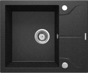 Deante Andante, granitový drez 590x490x194 mm + priestorovo úsporný sifón, 1-komorový, grafitová, ZQN_211A