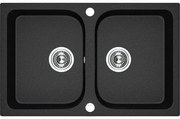 Laveo Celia, 2-komorový granitový drez 760x480x184 mm, čierna, LAV-SBC_720T