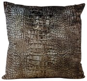Hnedý zamatový vankúš s imitáciou krokodílej kože - 45 * 45 * 10cm
