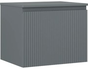 Mexen Rivel, kúpeľňová skrinka 60 cm s hornou doskou, 1 zásuvka, drážkovaná, grafitová matná, 91A20-06047-1-BFC66