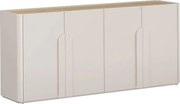 Komoda Amilio 200 cm štvordverová - kašmír / olejovaný dub / úchytky kašmír