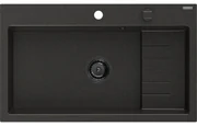 Mexen Omar, 1-komorový granitový drez 800x480x210 mm, čierna-zlatá metalíza, grafitový sifón, 6520801005-75-B