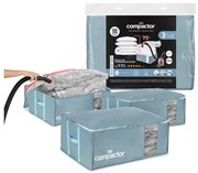 Vákuové plastové úložné boxy na oblečenie v súprave 3 ks 65x45x27 cm Blue Edition – Compactor