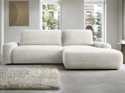 Rohová sedačka Cord, smotanovo biela štruktúrovaná látka, pravý roh%