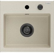 Mexen Milo granitový jednokomorový drez 435 x 410 mm, Béžová, Sifón Čierna - 6505441000-69-B