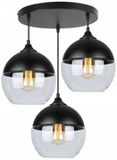 Závesné svietidlo Oslo, 3x čierne/transparentné sklenené tienidlo, o