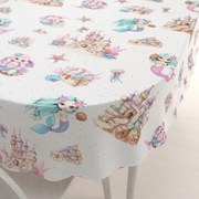 Biante Detský bavlnený oválny obrus Sandra SA-567 Morské víly a kráľovstvo na bielom 50x100 cm