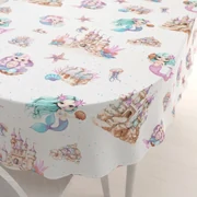 Biante Detský bavlnený oválny obrus Sandra SA-567 Morské víly a kráľovstvo na bielom 50x100 cm